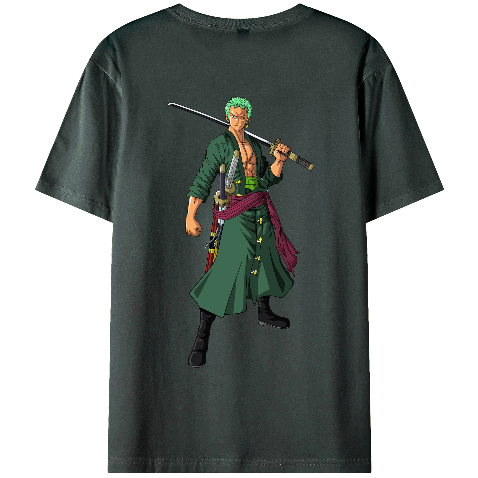 ワンピース ロロノア・ゾロ ONE PIECE Roronoa Zoro 綿100％ メンズ半袖Tシャツ（バックプリント） 通気性